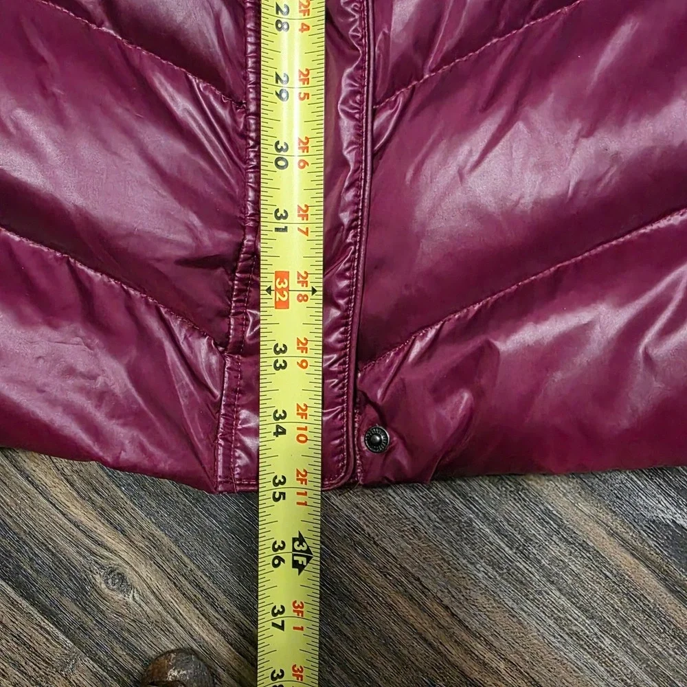 Woman Within Burgundy Down Puffer Coat  Zip Front‎ Collar Size 34W Lined no hood